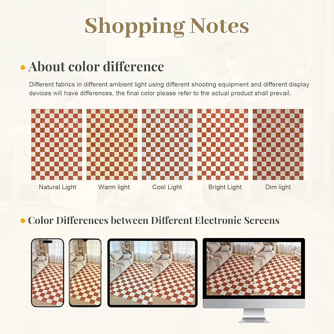 LIVEBOX 8x10 Area Rugs for Living Room, Checkered Non-Slip Washable Rugs - Image 5