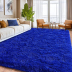 Blue Fluffy Area Rugs for Bedroom, Soft Shaggy Carpets for Living Room - Image 2