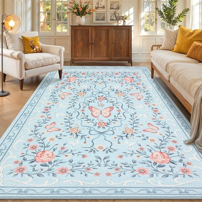 GarveeHome 3x5 Small Area Rug for Bedroom Floral Washable Rugs Non Slip Stain - Image 8