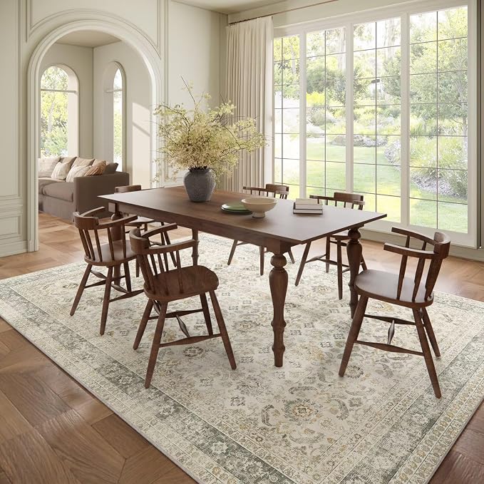 Washable 8x10 Area Rugs for Living Room, Boho Non-Slip Vintage Distress Large - Image 3