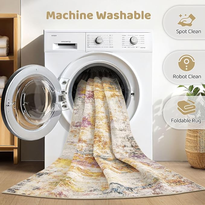 8X10 Area Rugs Living Room: Washable Large Abstract Soft Stain Resistant Indoor - Image 2