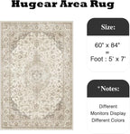 HUGEAR Area Rug 5x7 Vintage Brown Machine Washable Living Room Rugs Thin - Image 2