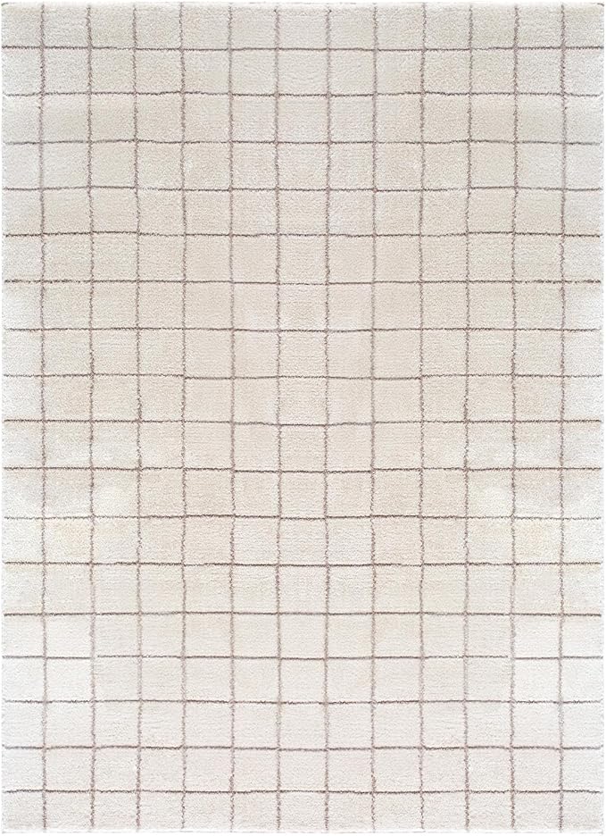 Livabliss x Our PNW Home Cascade Minimalist Grid Area Rug, Grid Ivory/Taupe - Image 4