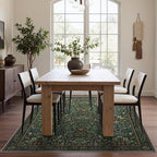 Bavni Floral Dark Green Area Rugs 5x7, Vintage Boho Carpet Machine Washable - Image 4