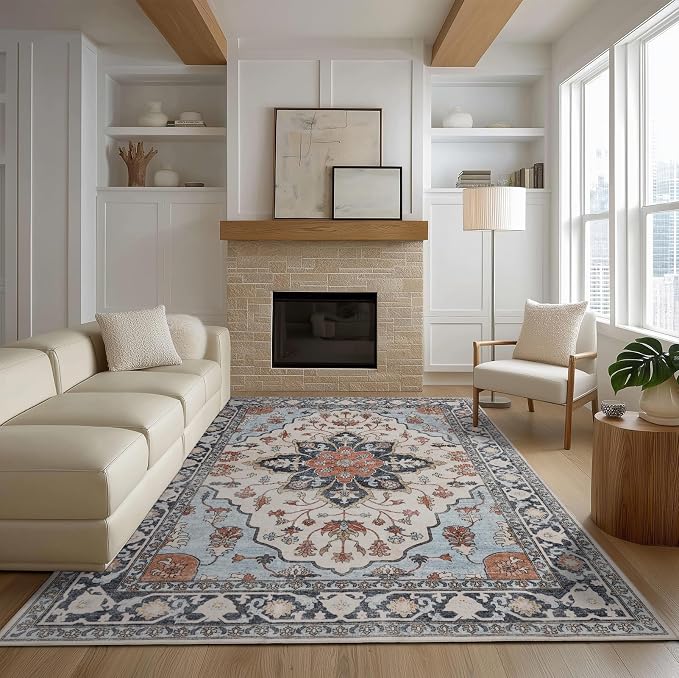 Washable Rugs 5x7 Area Rugs for Living Room, Thin Carpet for Bedroom, Soft Faux - Image 2