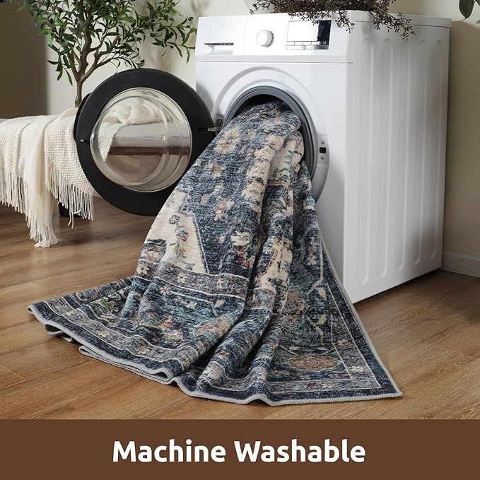 AMOAMI-2X3 Small Rug-Washable Rugs Entryway Mat Indoor-Soft Vintage Non Slip - Image 4