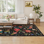 Living Room Rug 6x9 Rug Machine Washable Boho Area Rug Non Slip Floral Vintage - Image 2