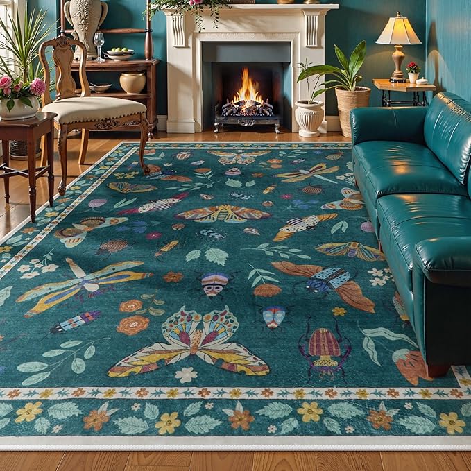 Lahome Insect 9x12 Area Rugs for Living Room Bedroom, Soft Washable Rugs 9x12 by Lahome