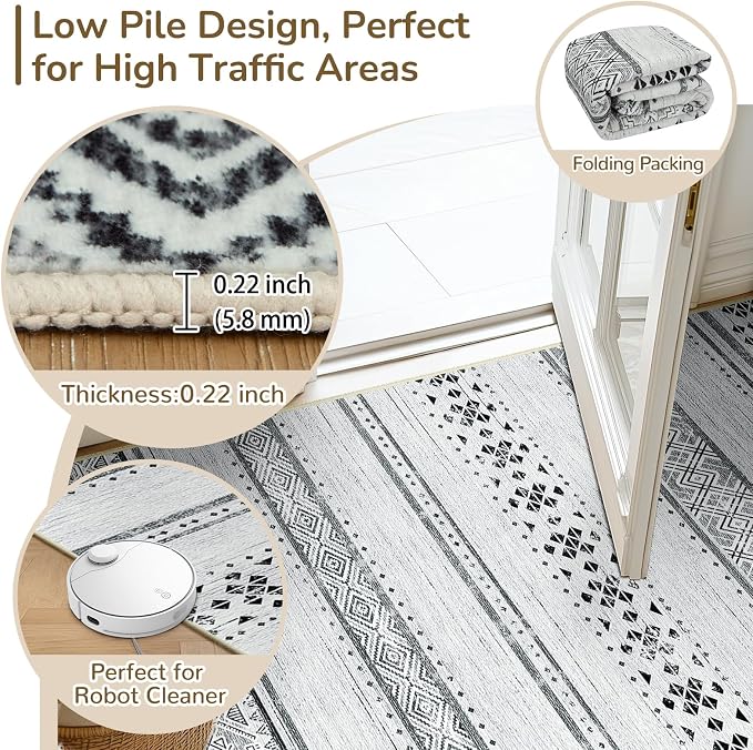 BESTSWEETIE 8x10 Area Rugs for Living Room Washable Moroccan Farmhouse Neutral - Image 3
