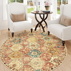 Lahome Moroccan Trellis Round Area Rugs, Washable Small Round Rug 3ft Non-Slip - Image 5