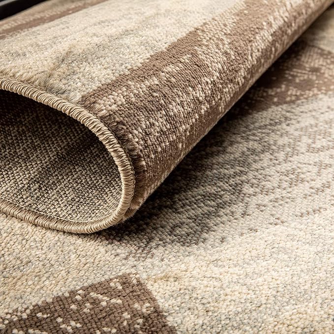 SUPERIOR Indoor Area Rug, Jute Backed, Modern Geometric Patchwork Floor Decor - Image 5