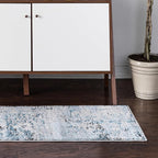 Rugs.com Leipzig Collection Rug – 8 Ft Runner Blue Low-Pile Rug Perfect - Image 4