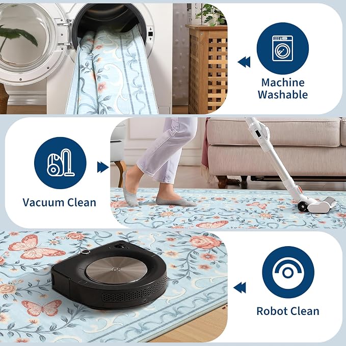 GarveeHome 2x3 Floral Area Rug Non Slip Entryway Mat Low Pile Stain Resistant - Image 7