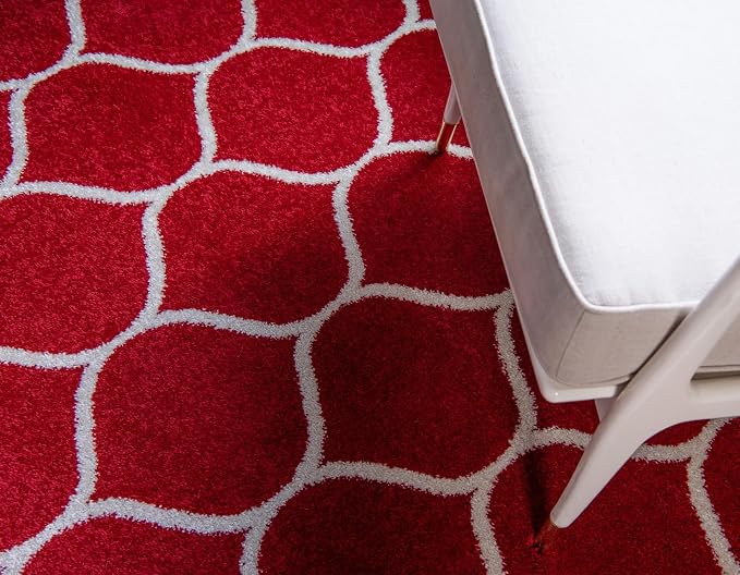 Rugs.com Lattice Frieze Collection Rug – 7' x 10' Red Medium Rug Perfect - Image 5