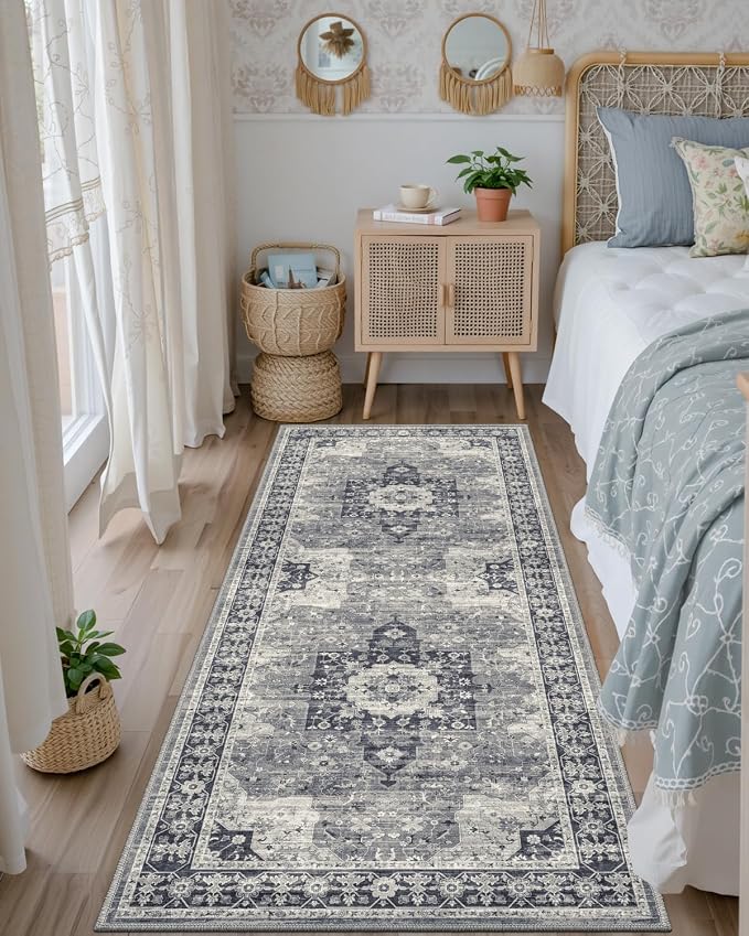 DEXI Hallway Runner Rug 3x10, Distressed Non Slip Runners Carpet, Boho Vintage - Image 6