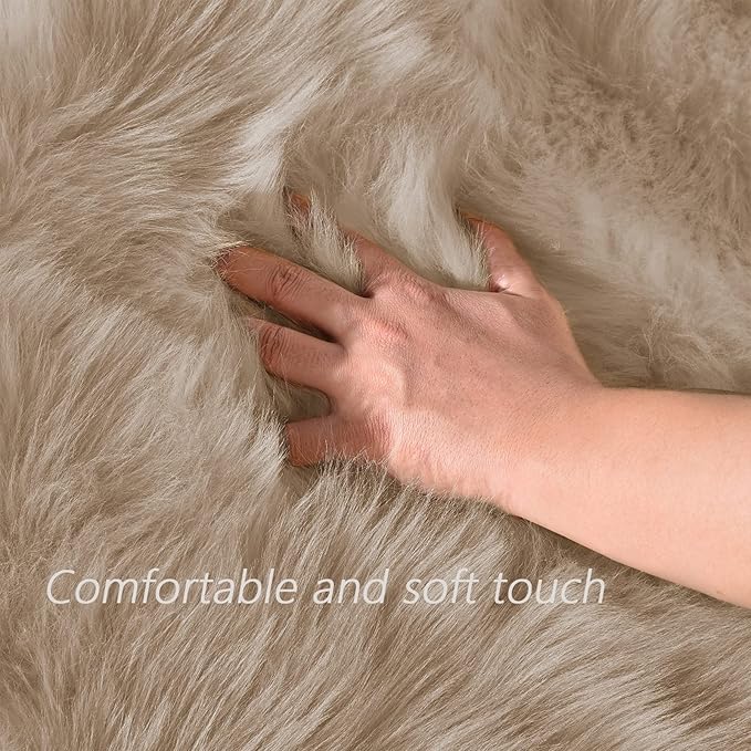 Latepis Runner Faux Fur Rug Camel Beige 2x6 Rugs Fluffy Furry Washable - Image 5