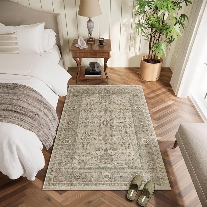 Washable 4x6 Rugs for Living Room, Boho Non-Slip Vintage Distress Small Rugs - Image 2