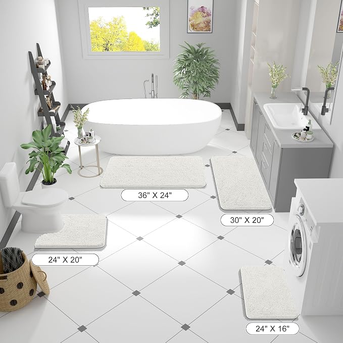 OLANLY Bathroom Rugs 40x32, Extra Soft Absorbent Chenille Bath Rugs, Rubber - Image 2