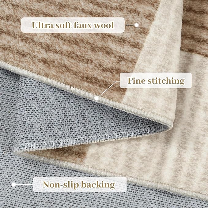 LIVEBOX 9x12 Area Rugs for Living Room, Checkered Non-Slip Washable Rugs - Image 7