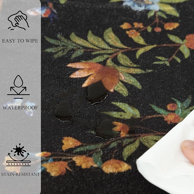 Black Rug for Living Room 5x7 Area Rugs, Machine Washable Non-Slip Carpet - Image 7