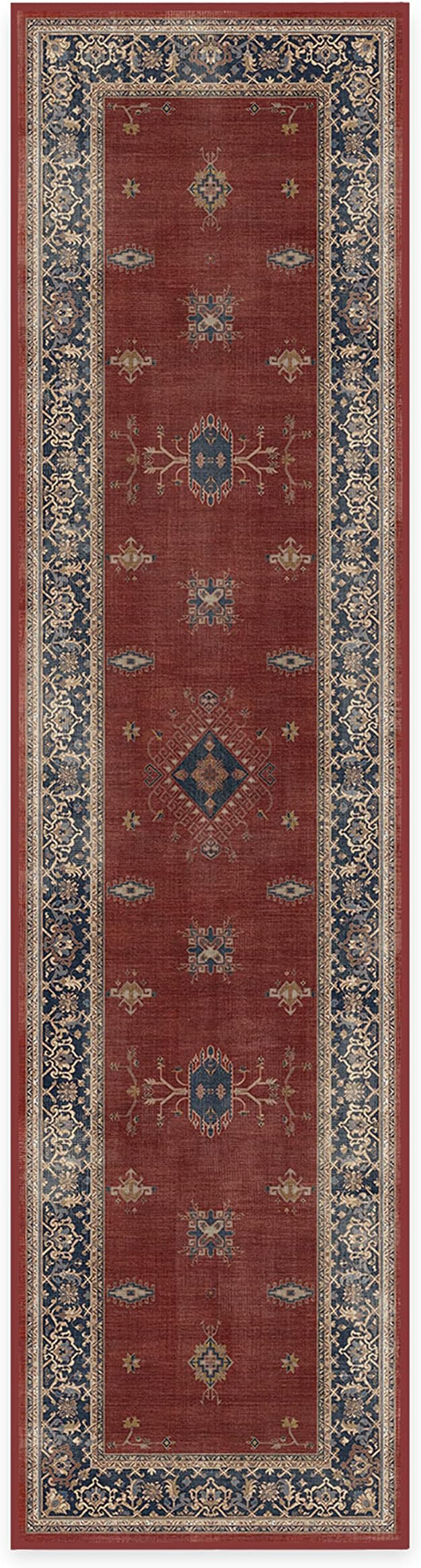 RUGGABLE Washable Vintage Runner Rug – Verena Amber Red 2.5x10, Stain-Resistant by RUGGABLE