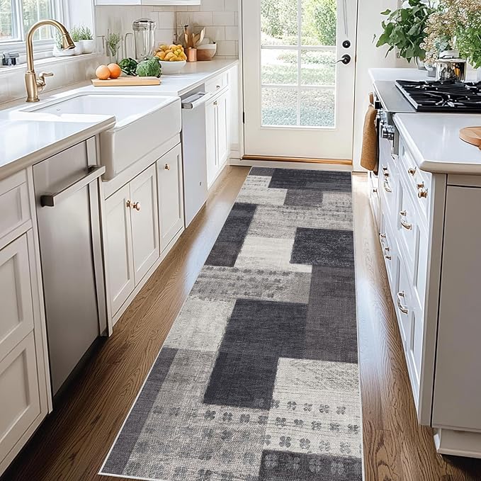 Modern Geometric Patchwork Indoor Runner Rug - Image 5