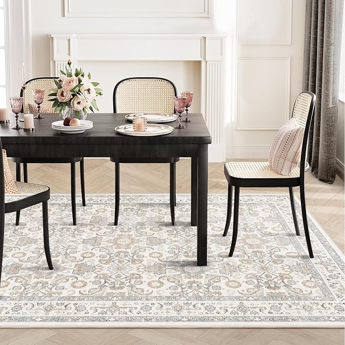 WITSHOCK Living Room Area Rugs 5x8: Soft Non-Slip Backing Washable Rugs Vintage - Image 3