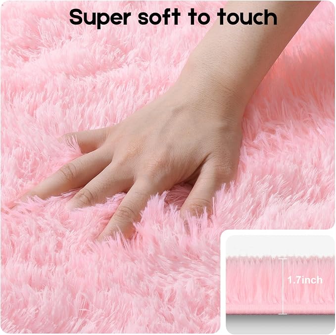 Area Rugs 9x12 Living Room, Fluffy Large Pink Rugs - Image 2