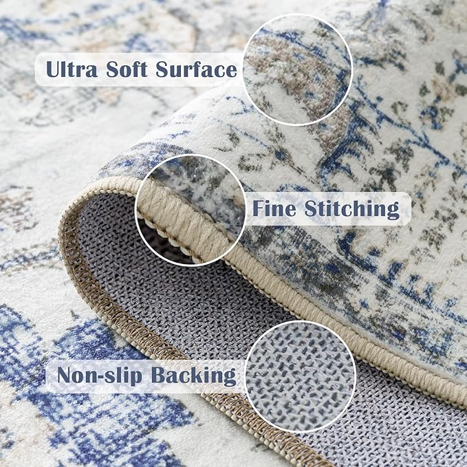 jinchan Kalen Runner Rug 3x7 Washable Area Rug Soft Indoor Floor Cover Thin - Image 3