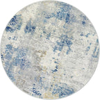 Lahome Modern Abstract Round Rug - 6Ft Large Blue Living Room Rug Washable 6x6 - Image 8