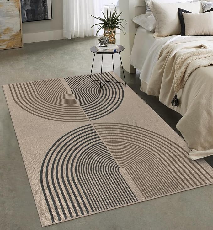 Easy Jute Indoor Outdoor 5x7 Rug, Washable Modern Rainbow Rugs - Image 6