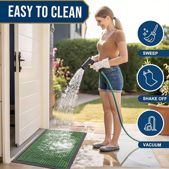 Kitinjoy Front Door Mat Outside Entrance, Sturdy Natural Dirt Trapper, Heavy - Image 6