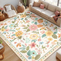 Floral 8x10 Area Rug Machine Washable Soft Print Boho Carpet Non Slip Doormat by RELEANY