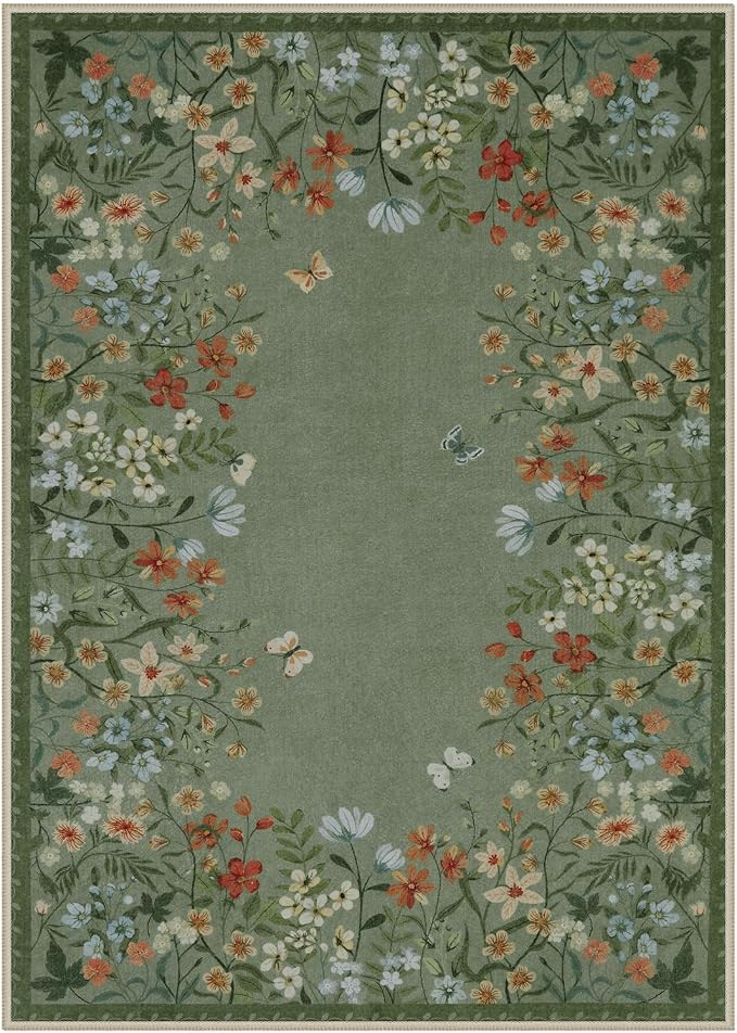 Wonnitar Washable 5x7 Area Rugs, Non-Shedding Living Room Throw Rug, Botanical - Image 8