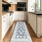 jinchan Fiora Runner Rug 2x5 Machine Washable Hallway Rug Dark Blue Vintage - Image 2