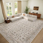 Washable 9x12 Area Rugs for Living Room, Boho Non-Slip Vintage Distress Lager by Hedwior