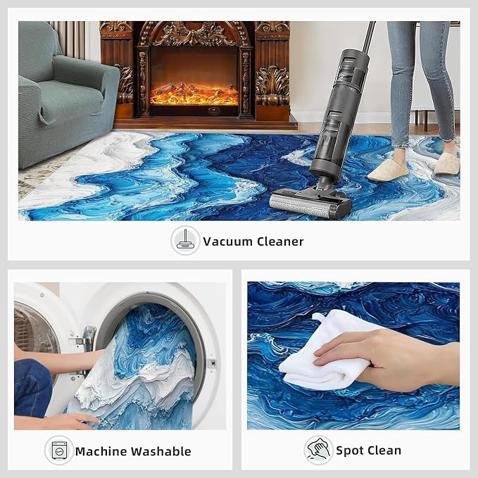 5x6 Ocean Waves Rugs for Office - Image 7