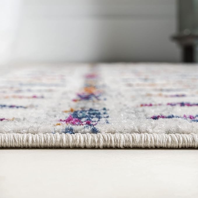 JONATHAN Y Boho Vintage Diamond Cream/Multi Indoor Area Rug 4X6 ft, Moroccan - Image 10