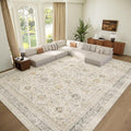 Washable 10x14 Area Rugs for Living Room, Boho Non-Slip Vintage Distress Large by Hedwior
