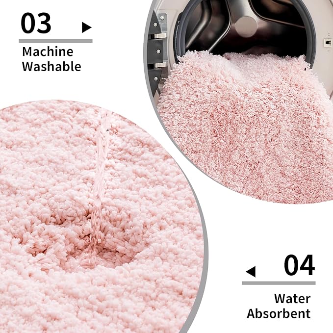 Bathroom Runner Rug 24x59 Pink Non Slip Fluffy Long Bath Mat - Image 6