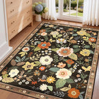 Floral 4x6 Area Rug Machine Washable Soft Print Boho Carpet Non Slip Doormat - Image 7