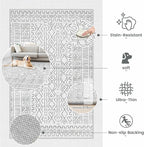 5x7 Area Rug Living Room: Washable Boho Geometric Moroccan Rug Neutral Modern - Image 7