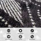 Rugshop Geometric Shag Area Rug Anthracite Dark Gray and White 2' x 3' Ideal - Image 4