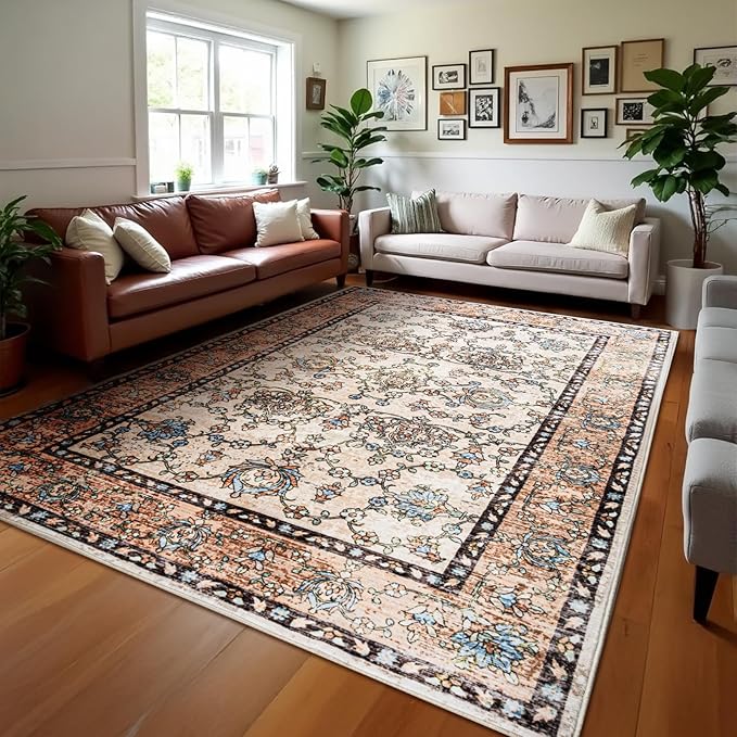 Area Rug for Living Room, 8x10 Machine Washable Non Slip Large Faux Wool Throw by Unknown