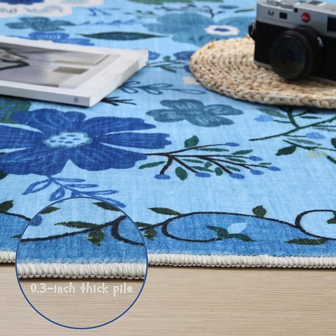 Rugcomf Door Mat Indoor Entrance 2x3 Rug Machine Washable Boho Floral Small - Image 4