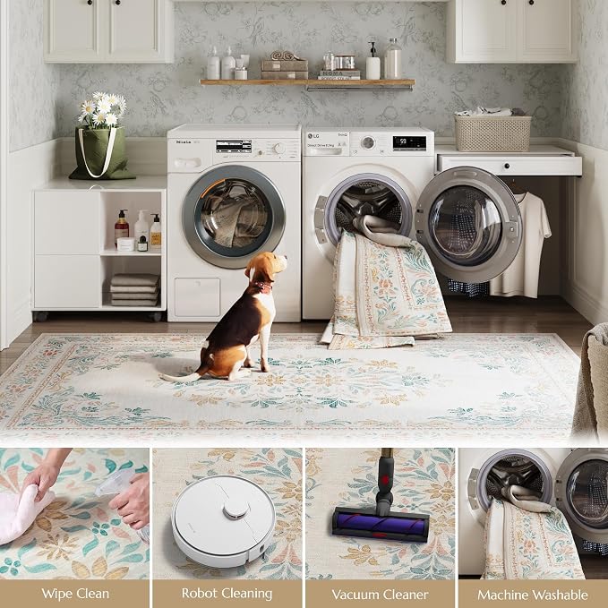 jinchan Floral 4x6 Area Rugs for Nursery - Image 5