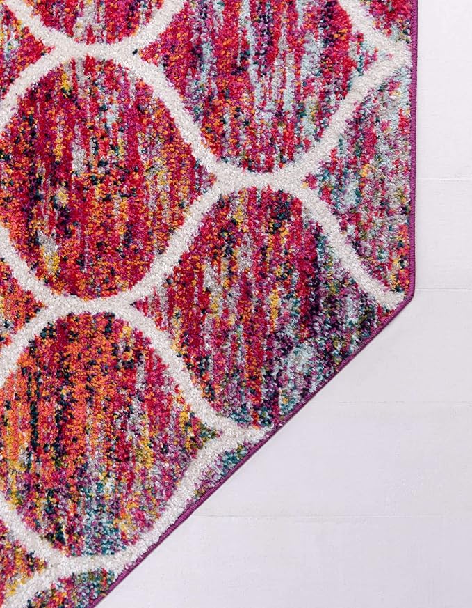 Rugs.com Lattice Frieze Collection Rug – 4' Octagon Multi Medium Rug Perfect - Image 8