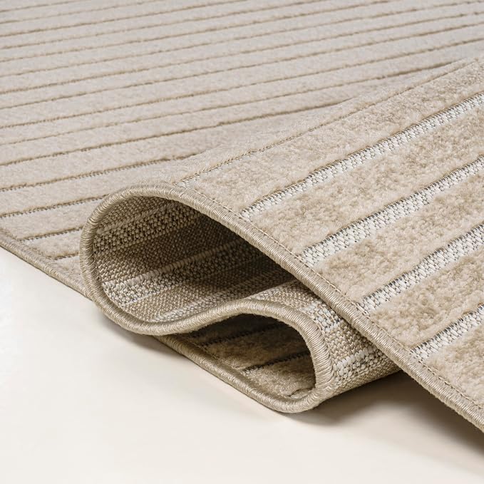JONATHAN Y Hallie High-Low Curve Beige/Cream 8x10 Indoor/Outdoor Area Rug - Image 5