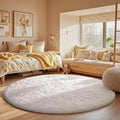 Ophanie Round Rug 5Ft White Circle Area Rug, Aesthetic Room Decor, Fluffy Fuzzy by Ophanie