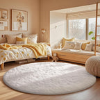 Ophanie Round Rug 5Ft White Circle Area Rug, Aesthetic Room Decor, Fluffy Fuzzy by Ophanie